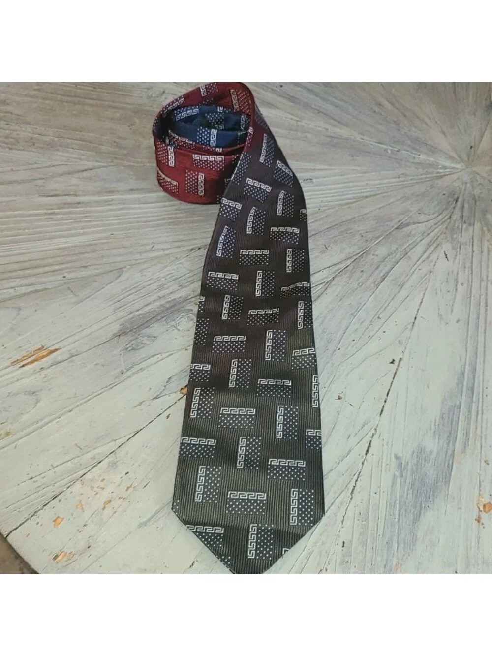 Versace collection vintage retro colour block 100% silk tie